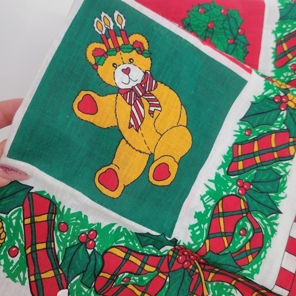 Vintage Bandana Scarf Christmas All Cotton Retro made in USA SET - Picture 5 of 13